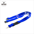 Stock Blue Lanyard Imprimé avec un logo blanc